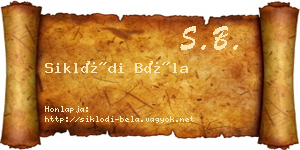 Siklódi Béla névjegykártya
